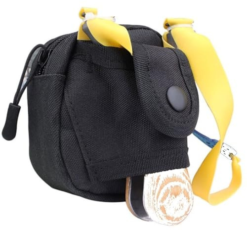 Pochette pour Catapulte de Chasse, Sac Banane Slingshot avec Pochette à Munitions Et Crochet, Toile Noir 11 * 8 * 10.1cm