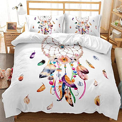 CHCHNXY Bettwäsche 135x200,Weißer Traumfänger Flauschige Weich Microfaser Bettbezug Mit Reißverschluss,Für Kinder Jungen Mädchen Junge Bettwäsche-Sets(1*Kissenbezug 80x80cm