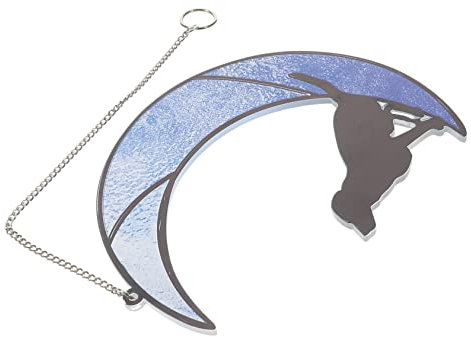 Warmhm Bunter Anhänger Mit Mond Und Hundedesign Für Fensterdeko Farbige Fensterhänger Dekorativer Sonnenspiegel Handgefertigter Fensteranhänger Und Ideales
