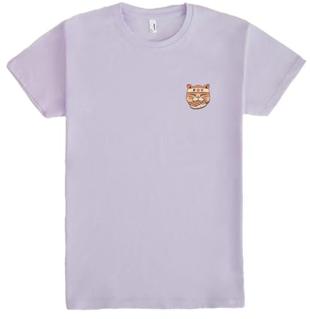 Pampling Maglietta a Maniche Corte, 100% Cotone, Stampa Doppia, Abbigliamento Unisex per Uomo e Donna, Serigrafata con Girocollo e vestibilità Regolare, Colore Lila (Neko Sushi House, XL)