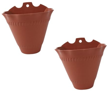 Homoyoyo 2 Stück Kegelförmige Wandblumentöpfe aus Resin Hängende Pflanzgefäße für Dekorative Wandgestaltung Kreatives Design Dunkelrot für Indoor und Außenbereiche