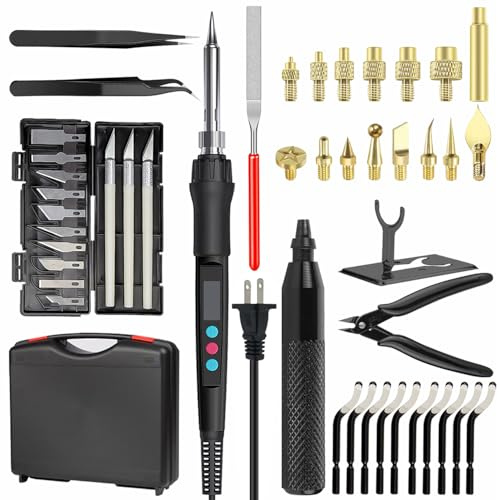 ELITECTK 3D Printer Accessories, 3D Printing Tools Kit, 3D Print Finishing Tools Includes Soldering Iron, Trimming Heads, Brass Nuts with Connector, Deburring Tools for Smoothing, Modifying 3D Print
