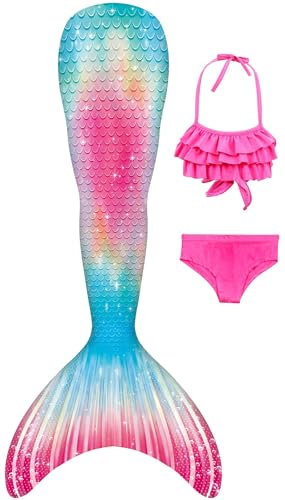 DNFUN Maillots de Bain Enfants Filles Fish Queue Bikini Set pour Cosplay,sans Monopalme Rigide