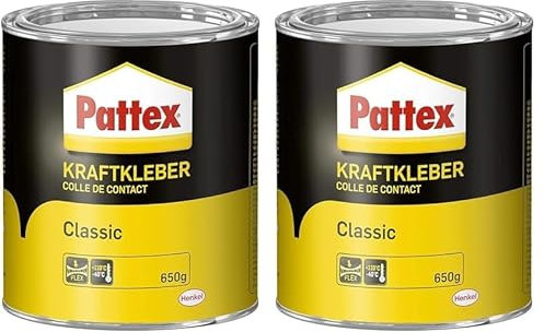 Pattex Kraftkleber Classic, extrem starker Kleber für höchste Festigkeit, Alleskleber für den universellen Einsatz, hochwärmefester Klebstoff, 1 x 650g (Packung mit 2)
