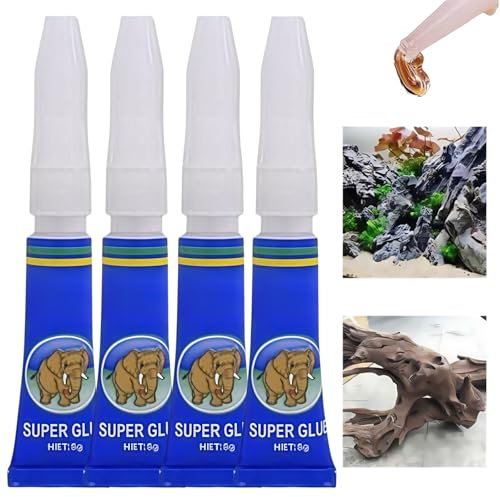 4PCS Aquarium Glue,Aquarium Glue for Plants,Rocks,Moss,Coral,Stone & Wood,Reef-Friendly Sealant for Aquascaping & Water Plants,Superglue for Plastic,Aquarium Silicone,Silicone Gl-ue Waterproof
