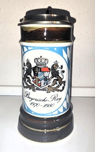 Sammelkrug/Bierkrug mit Zinndeckel/Steinkrug/Bayrische Ray/Höhe ca. 20 cm