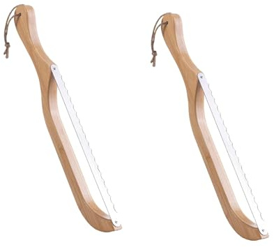 Sxmrmnx 3X Couteau à Pain en Bois Couteau Dentelé de 15,8 Pouces avec Manche en Bois Trancheuse à Pain pour Coupe-Pain au Levain Fait Maison