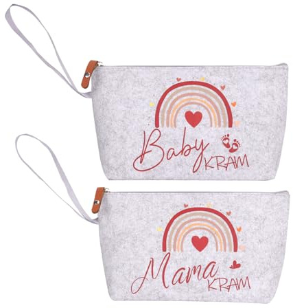 2 Stück Geschenke für Werdende Mütter Schwangere, Kliniktasche Geburt aus Filz mit Reißverschluss, Mama Kram Baby Kram Tasche Schwangerschaft Neugeborenen zur Geburt Neue Babyparty