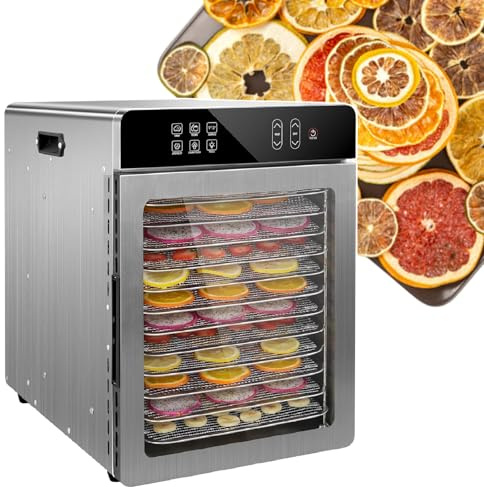 XEEAOFE 800W Fruit Dehydrator, 11.4 Meat Dryer for Jerky, Commercial Food-Dehydrator Machine 12 Trays, 190ºF Temperature Control, 24H Timer Large Food Dryer for Beef 220V