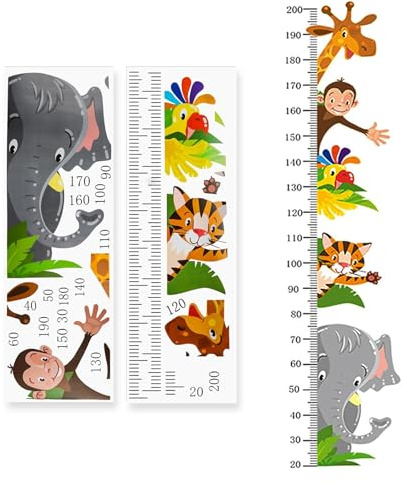 Wandtattoo Höhenmesser, Wandtattoo mit Tierdesign Messlatte Wanddeko, Selbstklebend für Kinderzimmer und Babyzimmer, Wandsticker Geschenk für Jungen und Mädchen Dekoration