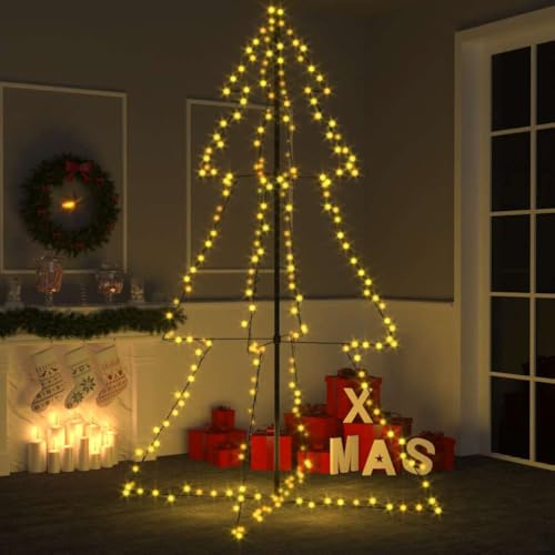 ACAGALA LED Weihnachtsbaum Metal Kegelform Außen 240 LEDs 180x118 cm Beleuchtet Tannenbaum Outdoor, Großer Lichterbaum Pyramide, Weihnachtsdekoration für Garten Balkon, Warmweiß