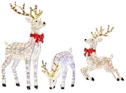 Lighted Reindeer Outdoor Decoration, 3 Pieces LED Lighting, Light Up Reindeer Outdoor, for Friends Home Holiday Ground Lawn Garden Nighttime Pathway Winter Indoor