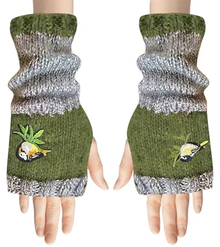 Kvinnors Fingerlösa Handskar Stickade Handskar Med Fågelmönster
