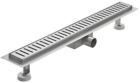 Canalina di scarico doccia in acciaio inox con griglia a righe 110 cm mod. Stripe