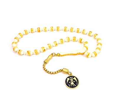 Gök-Türk Gebetskette - Tesbih 33 Perlen Tasbih 'Adler' Ertugrul Türk Bernstein Imitation - Gelb