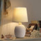 Aigostar - Lampada da Comodino, Moderna Lampada da Tavolo Base in Ceramica Paralume in Stoffa, Attacco E14, 17 * 17 * 31cm Cavo 1.3 Metri, Design Vintage.