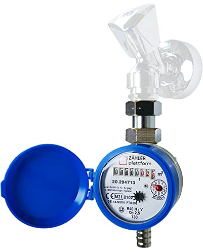 ZÄHLER plattform Wasserzähler Garten geeicht 2025 Wasseruhr MADE IN GERMANY Gartenwasserzähler Zapfhahn Qn 1,5 BL 80 mm 3/4 Zoll