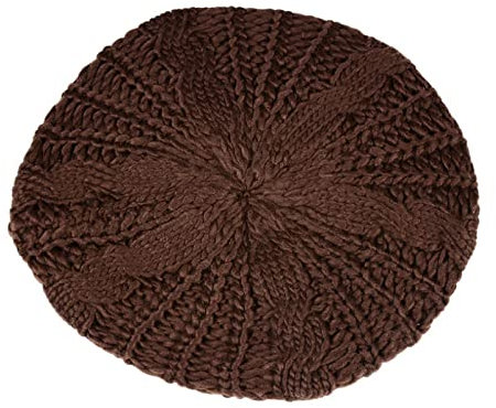 oonui Baskenmütze Damen Warme Wintermütze Für Damen, Geflochten, Baggy-Strick, Gehäkelt, Beanie-Mütze, Skimütze, Braun, Einheitsgröße
