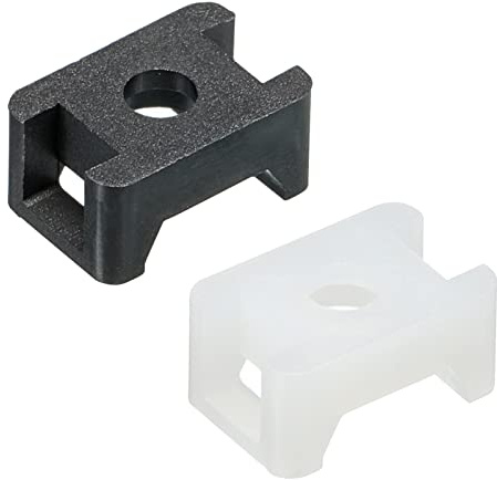 sourcing map Cable Tie Mount Base Saddle Type 3.5mm Screw Hole Dia Wire Holder 100 Pack Black and 50 Pack White for Wire Management
