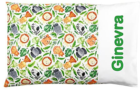 Funda de almohada personalizada con nombre para cojín cuna de bebé, 40 x 60 cm, idea de regalo (jungLA)