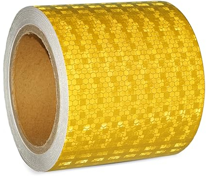 XFXIA Nastro Catarifrangente Adesivo Giallo 10cm*10m Nastro Riflettente Adesivo Stradale Promemoria Di Sicurezza Ad Alta Visibilità Per Auto Moto Bicicletta Attività Notturna
