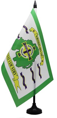 AZ FLAG Northern Ireland Our Wee Country Table Flag 21x14 cm Plastic Base | Indoor use Irish 6x8 in desk flag stitched finish with reinforced edges with plastic pole 100D polyester