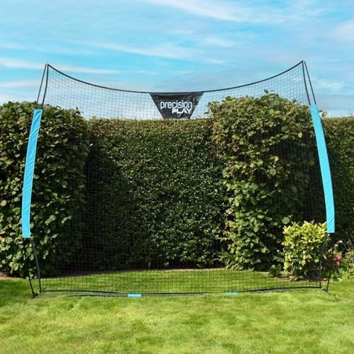 PrecisionPLAY Stop Net with Fibreglass Poles Weather-Resistant Football Ball Barrier Net, Easy Setup for any Pitch, Field or Garden, Suitable for Multiple Sports, Size 12ft x 10ft