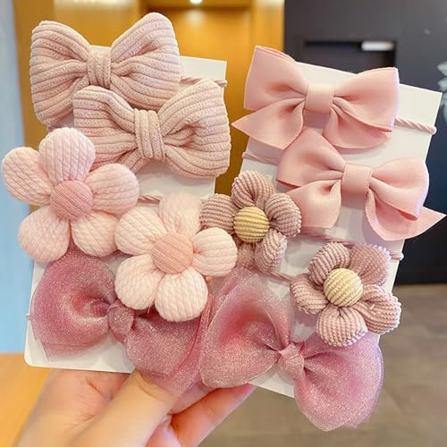 10 Stück Cute Haargummi Rosa Schleife Blume Kleine Haargummis Niedlich Schleifen Zopfgummi Schleifenknoten Baby Haargummi Für Girls Kinder Styling Haarschmuck Mädchen
