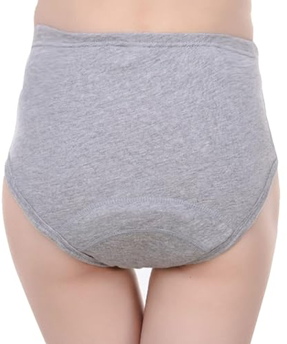 Sous-vêtements Lavables pour Adultes Incontinence Anti Fuite Urinaire Ultra Absorbante Et Lavable Culottes Menstruelles pour Femme Adolescentes Personnes Âgées,L,Grey