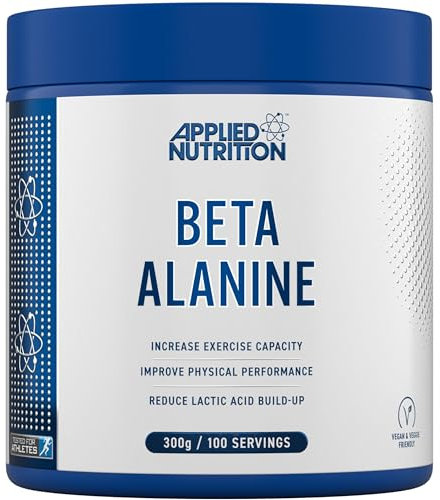 Applied Nutrition Beta-Alanine Amino Acid Pre Workout Powder 3000mg per Serving Enhances Training Duration & Physical Performance Gluten Free, Suitable for Vegans (300g - 100 Servings) (Unflavoured)
