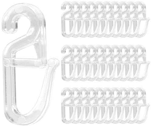 70 Stück Universal Überklipshaken 6mm Glasklar, Robust Faltenlegehaken für Gardinenringe, Hochwertige Transparent PC Vorhanghaken, Einstellbare Kunststoff Curtain Haken für Badezimmer Küche Büro
