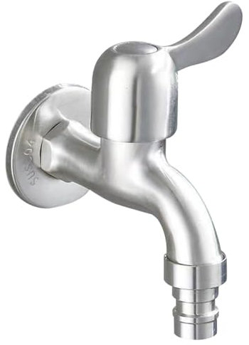 AOOPOO 304 Edelstahl Wasserhahn, Einzel Kaltwasserhahn, G1/2 Zoll Gewinde Waschmaschine Wasserhahn, Wandmontierter Wasserhahn für Zuhause, Küche, Bad, Garten, Wäsche, Mopp Pool