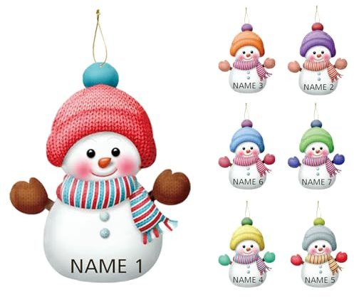 PSUNEY Personalisierte Weihnachtsornamente Benutzerdefinierte Weihnachtsanhänger Dekor Weihnachtsbaum Ornamente mit Namen Text Familie Verzierung Xmas Baum Hängen Dekoration Geschenk
