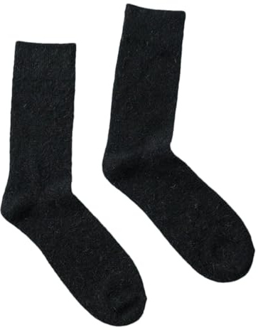 keusyoi 1 paio di calzini classici da uomo in cashmere calzini invernali caldi calzini comodi calzini per abito da lavoro calzini lunghi, Nero , Taglia unica
