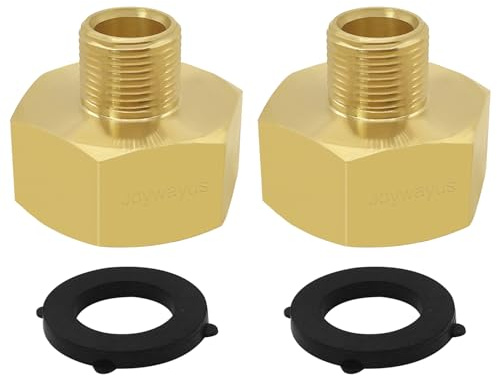 Joywayus 2PCS 3/4 GHT Female to 3/8 Compression Male Thread Adapter Pipe Fitting, Brass Reducer Faucet Connector Water Hose Adapter, Supply Line to Garden Hose Adapter for RV Kitchen Bathroom Plumbing