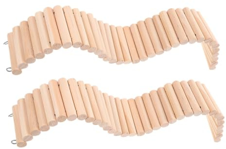 Happyyami Rampe en Bois pour Hamster 2pcs, Échelle Sécurisée pour Cage Jouet d'escalade, Accessoires pour Petits Animaux et Chinchillas