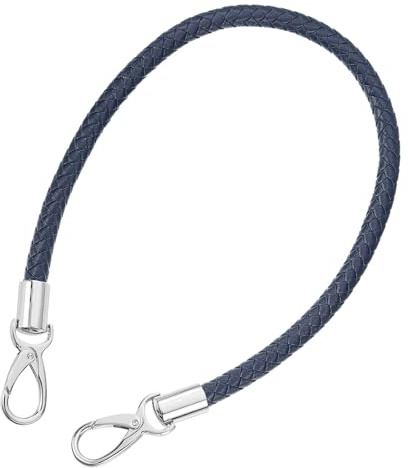 QUARKZMAN väskhandtag väskgrepp för virkade väskor, 60 cm väskrem PU reservhandtag läderremmar för väskor plånbok handväskor (mörkblå rem + silverlås)