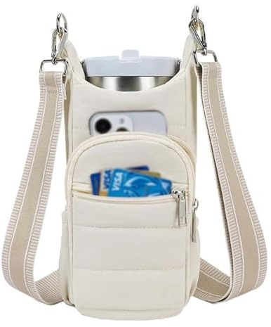 1 Stück Wasserflaschenhalter Tasche,Wasserflaschenhalter mit Verstellbarem Riemen,Verstellbarem Schultergurt,Tragetasche für Wasserflaschen,Zum Wandern,Laufen,Radfahren,Geeignet Zum Wandern (Weiß)