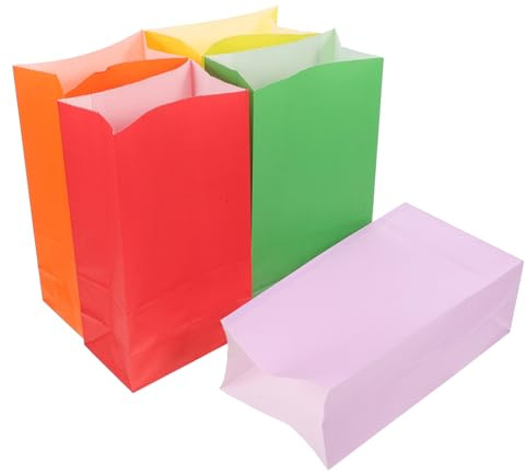 LRXIYODE 40 Stück Bunte Kraftpapier Geschenktüten Flachbeutel Snack Verpackung Süßigkeiten Lunch Bag für Büro und Zuhause