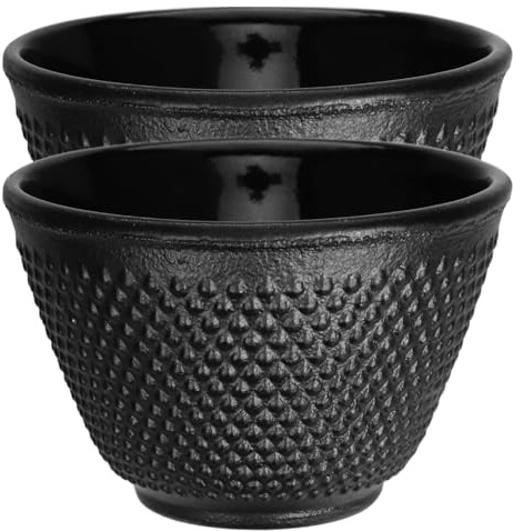 DIYEAH 2 pièces Tasses à Thé Fonte Lot de Tasses à Thé Chinoises Rétro Fonte Isolation Thermique Design Élégant pour Usage Domestique et Professionnel