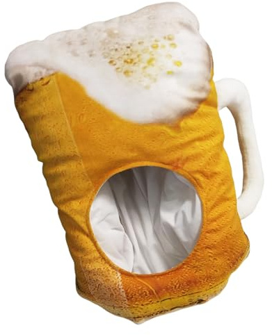 Couvre-chef de costume de tasse de bière – Cosplay de boisson comique, vêtements de costume créatifs, casque de nouveauté léger | Tenue de célébration ludique, accessoire de fête avec déclaration d'hu