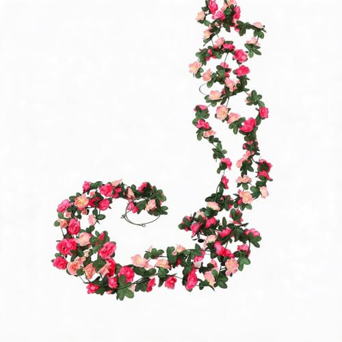 Saituo Home 3 Stück Blumengirlande Künstlich Rosen, 2,3M Girlande Frühling | Seidenblumenmaterial, Blumenranken Künstlich für Innen Außen Raum Deko Blumen Girlande für Hochzeit Party, Rosa