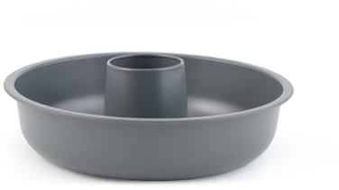 H&H Stampo Ciambella Deli Chef 26 cm in Alluminio con Rivestimento Antiaderente – Colore Grigio – Stampo per Ciambelle e Torte – Lavabile in Lavastoviglie – Ideale anche per Uso Professionale