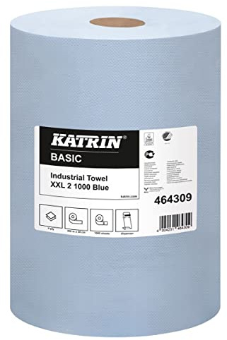 KATRIN Wischtuch Basic XXL 2 Blue 2-lagig blau mit Prägung und Rändelung 1 Pack = 2 Rollen
