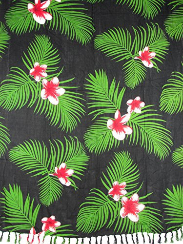 Unbekannt Sarong Pareo Wickelrock Strandtuch Tuch zum Binden Frangipani rot/große Auswahl schönste Farben/Sauna-Tuch Wickelkleid Schal Wickeltuch Bademode Freizeitmode Sommermode/aus 100% Viskose