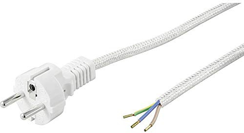 Goobay 50504 Schutzkontaktkabel hitzbeständig zum Konfektionieren, 3 m, Weiß-Silber