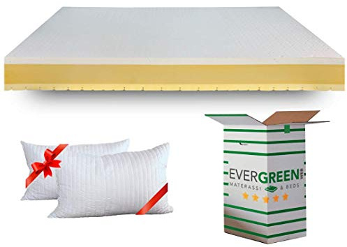 Evergreenweb - Materasso Matrimoniale 160x190 Alto 20 cm Ortopedico Lastra 3D in Lattice Air, Memory Foam e Waterfoam Doppio Comfort Lato Estivo e Invernale, Sfoderabile + Coppia Cuscini Letto Gratis