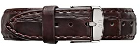 Daniel Wellington Damen Uhren-Armband Classic York Leder Dunkelbraun Crocodile Schliesse Silber DW00200055
