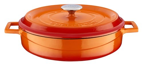 Lava horno holandés de hierro fundido multiusos, 3-1/2 cuartos de galón 3 1/2 Quart Especias de naranja