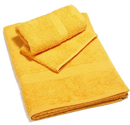 Caleffi Minorca Asciugamano con Ospite, Cotone , Giallo Sole, Standard, 01814